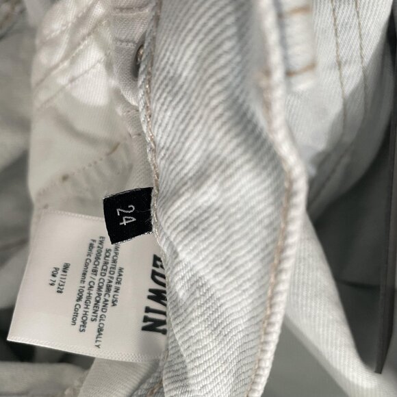 Edwin Jeans Womens 24 Light Wash CAI Straight Ripped Button Fly USA High Hopes - Picture 10 of 14